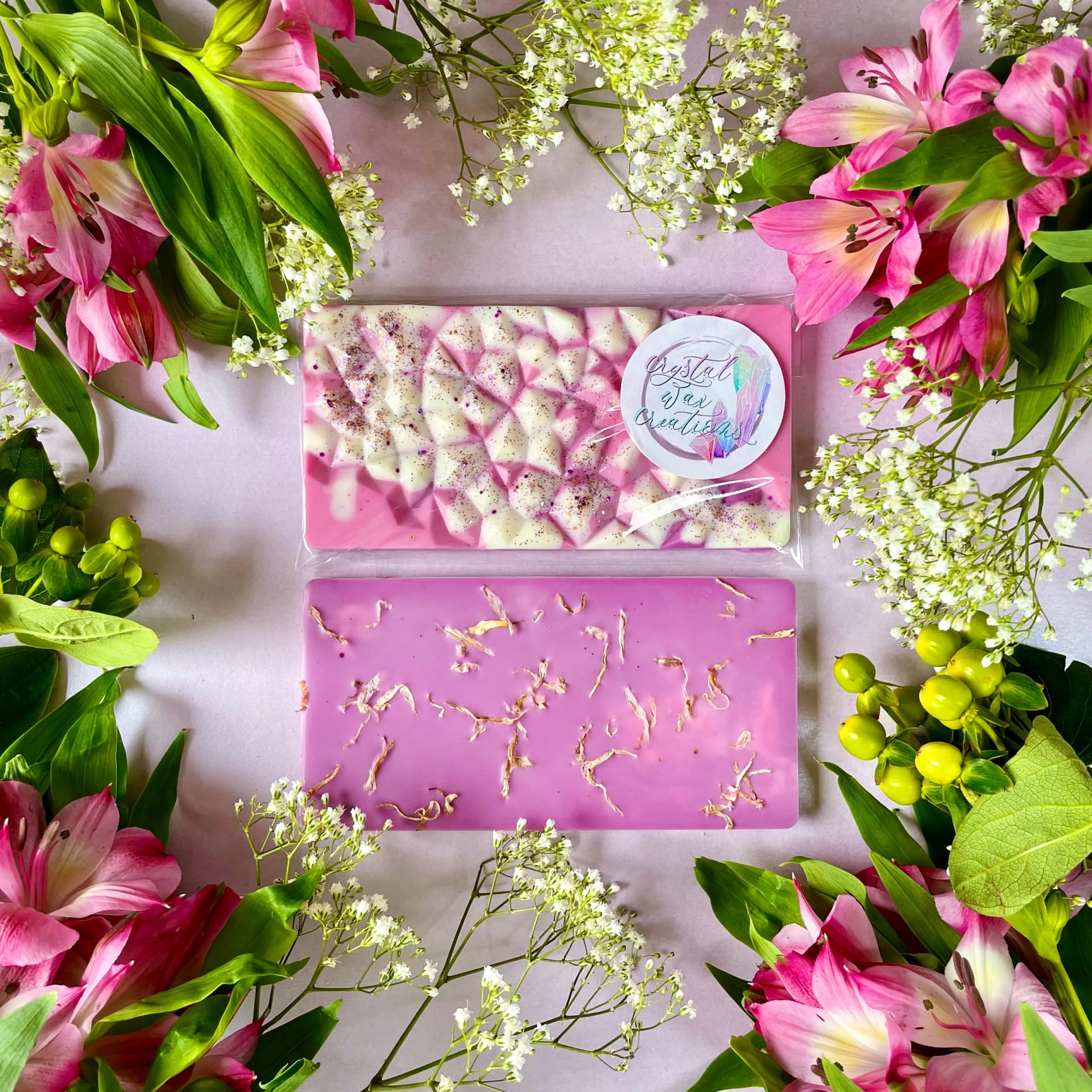 Sweet Berries & Musk Geode Bars Crystal Wax Creations